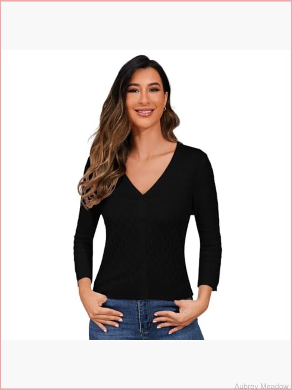 Lightweight Crochet Cardigan 3/4 Sleeve Cropped V Neck Button Shrug Knit Sweater - Picture 2 of 6